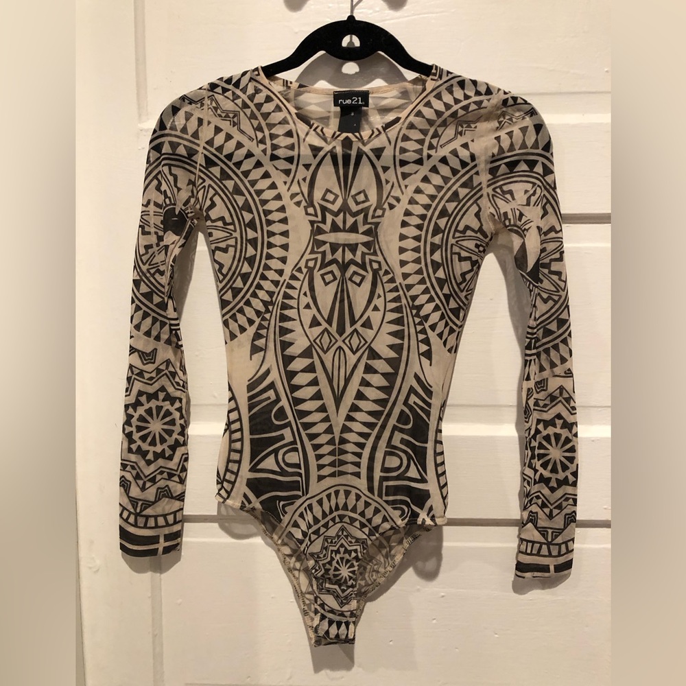 Rue 21, one piece size small, mesh see through material. Very soft.